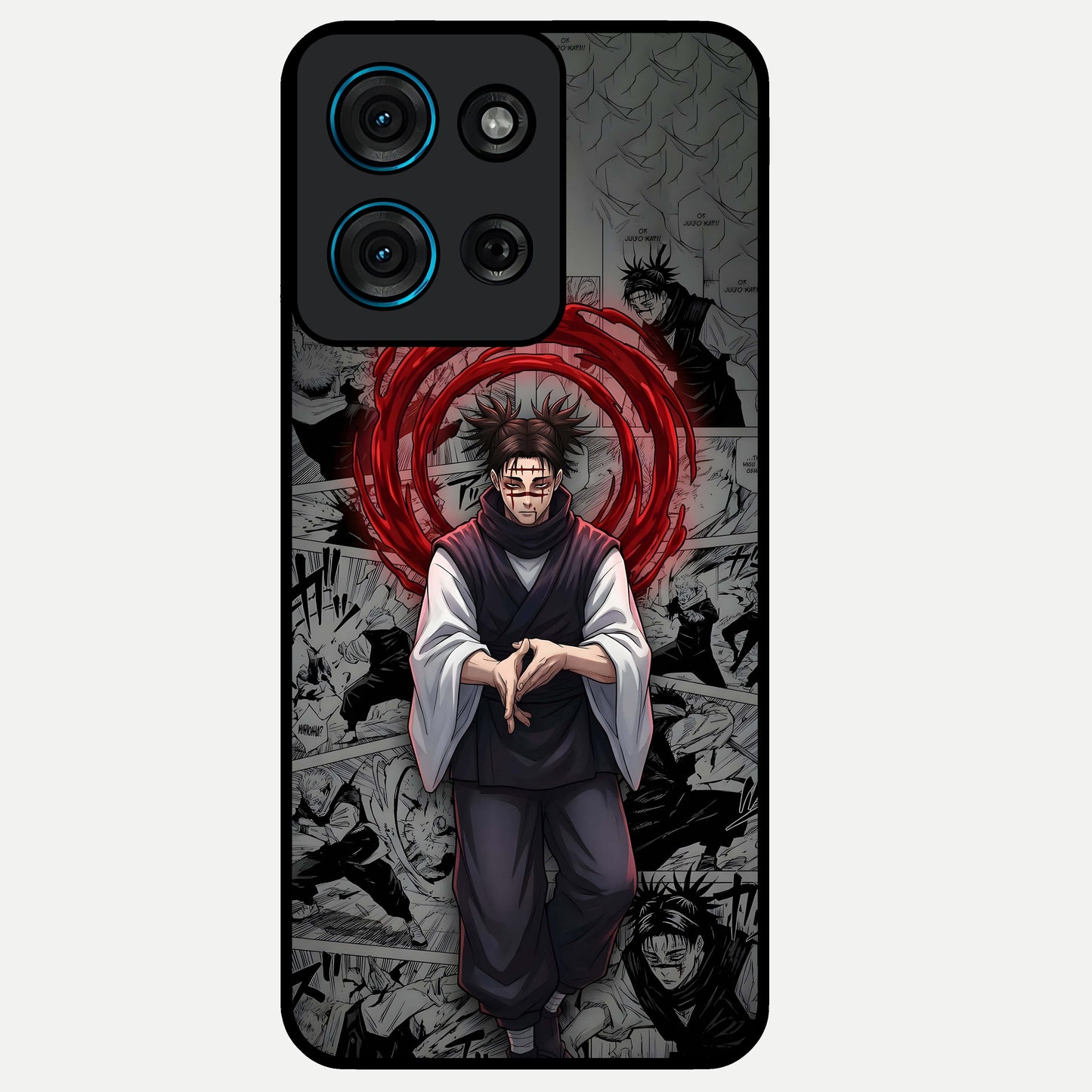 Cursed Ritual Ascension Glass Case showing flat back view with dark ritual themed artwork and glossy glass finish.