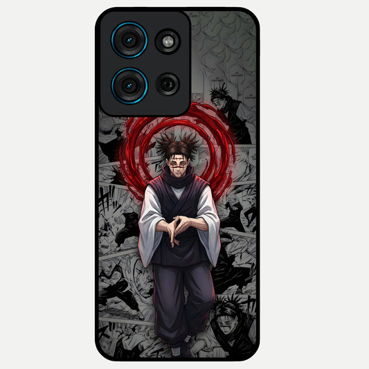Cursed Ritual Ascension Glass Case showing flat back view with dark ritual themed artwork and glossy glass finish.