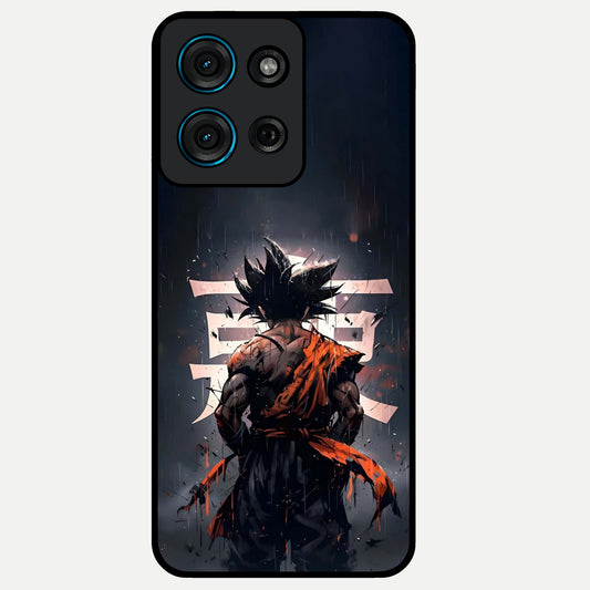 Dark Warrior In Rain Glass Case showing flat back view with warrior artwork in rainy atmosphere and glossy glass finish.