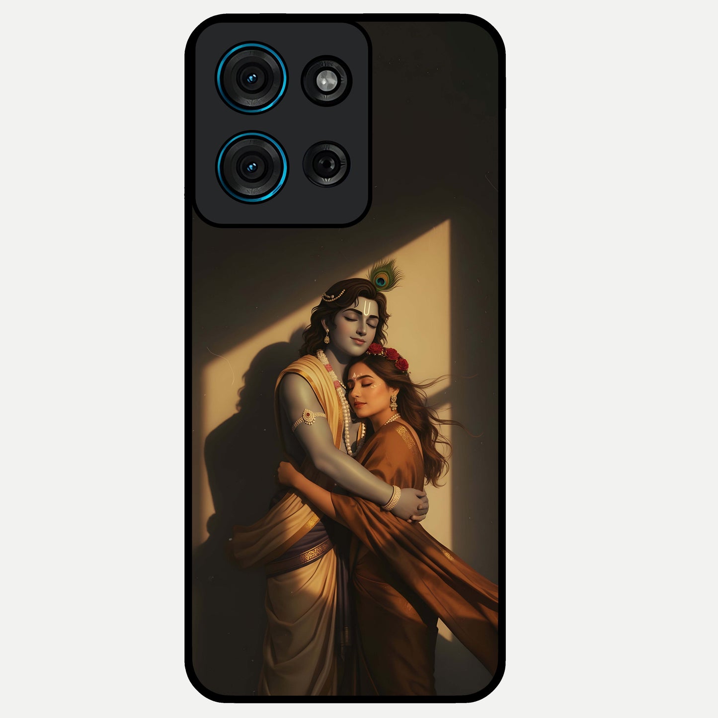 Divine Eternal Love Glass Case showing flat back view with spiritual love themed artwork and glossy glass finish.