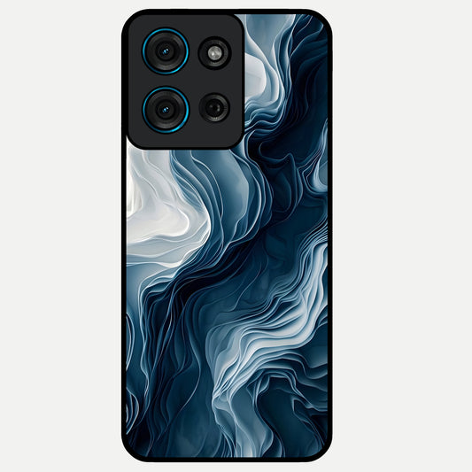 Ethereal Paper Marble Glass Case showing flat back view with soft marble paper texture artwork and glossy glass finish.