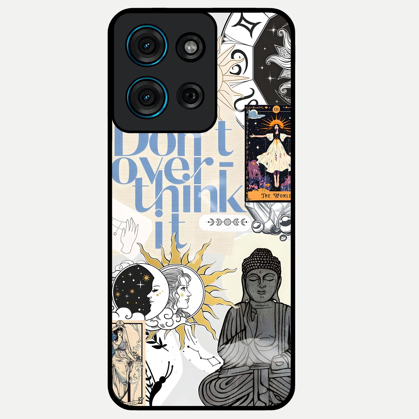 Ethereal Thoughts Glass Case showing flat back view with dreamy artistic artwork and glossy glass finish.