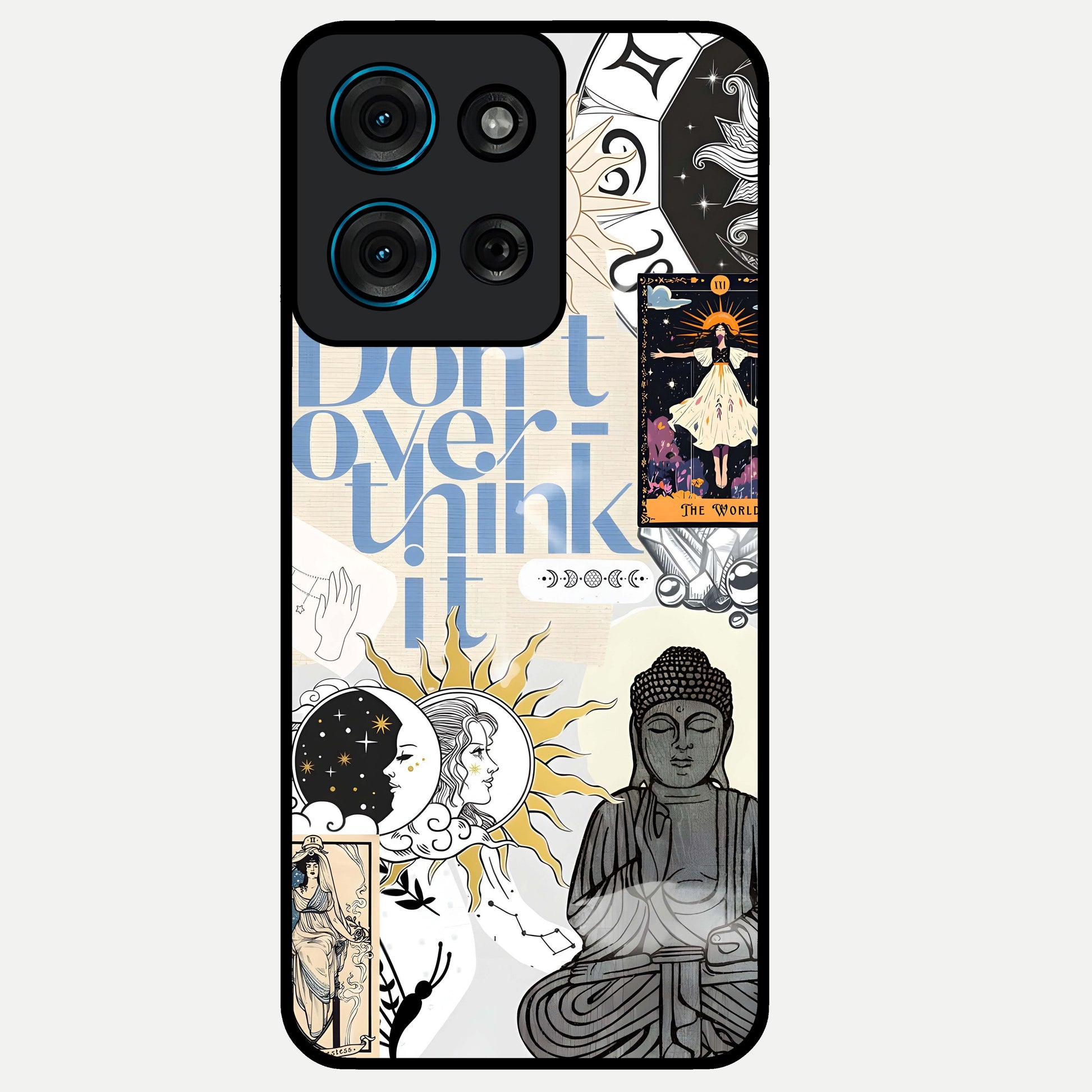 Ethereal Thoughts Glass Case showing flat back view with dreamy artistic artwork and glossy glass finish.