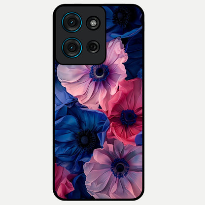 Flower Paper Art Pattern Glass Case showing flat back view with paper cut style floral artwork and glossy glass finish.