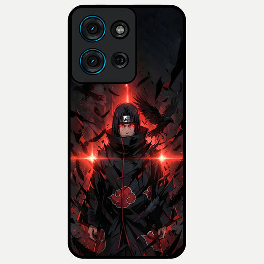 Focused Blade Discipline Glass Case showing flat back view with warrior sword themed artwork and glossy glass finish.
