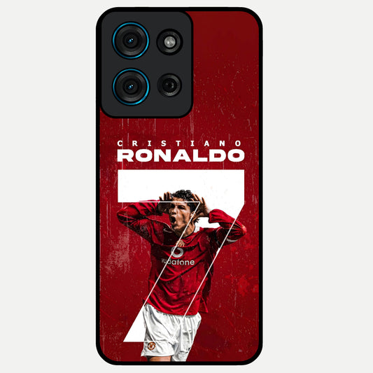 Goal Celebration Legacy Glass Case showing flat back view with football celebration inspired artwork and glossy glass finish.