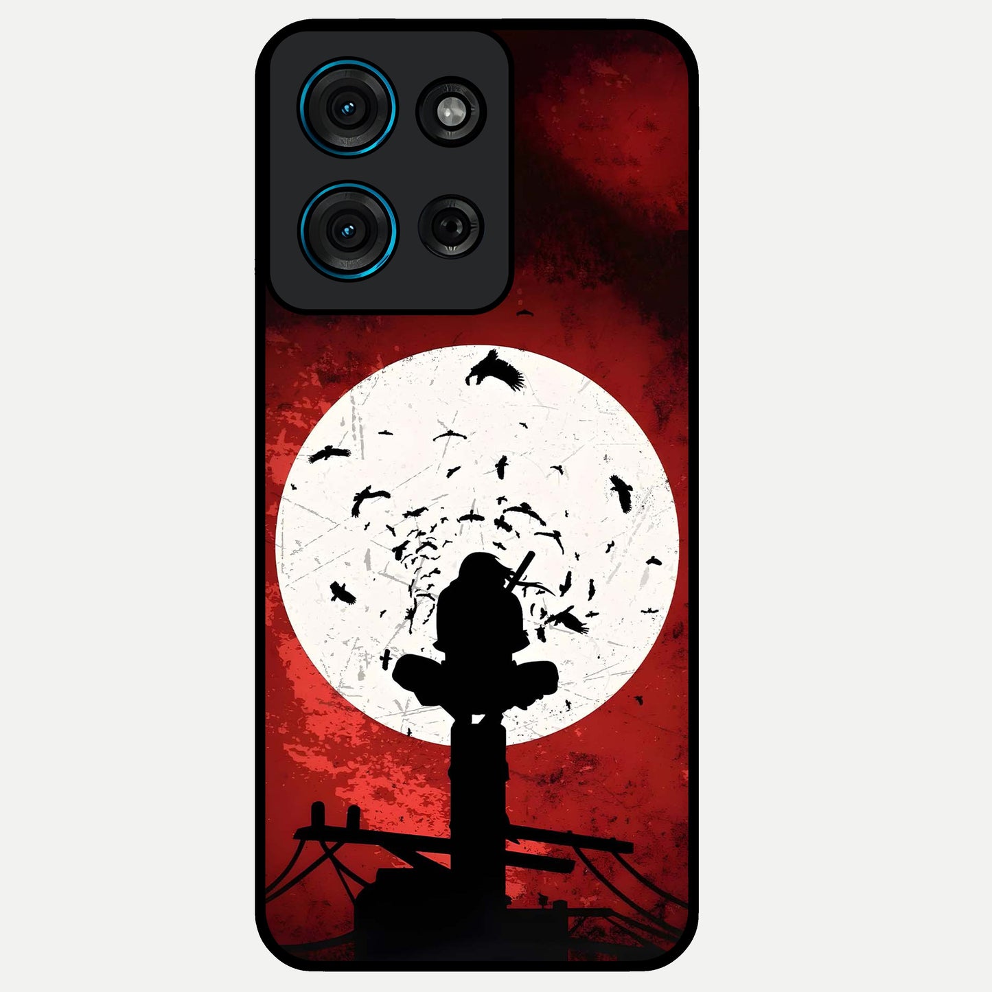 Itachi Limited Edition Naruto Anime Glass Case showing flat back view with iconic anime character artwork and glossy glass finish.