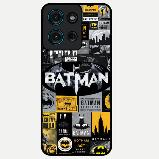 Knight Gotham Rise Glass Case showing flat back view with dark hero inspired artwork and glossy glass finish.