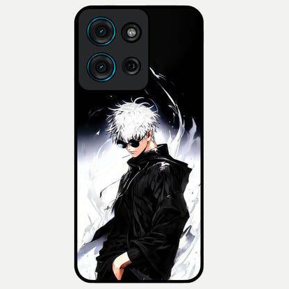 Limitless Shadow King Glass Case showing flat back view with powerful shadow warrior artwork and glossy glass finish.