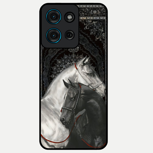 Majestic Ride Legacy Glass Case showing flat back view with powerful automotive inspired artwork and glossy glass finish.