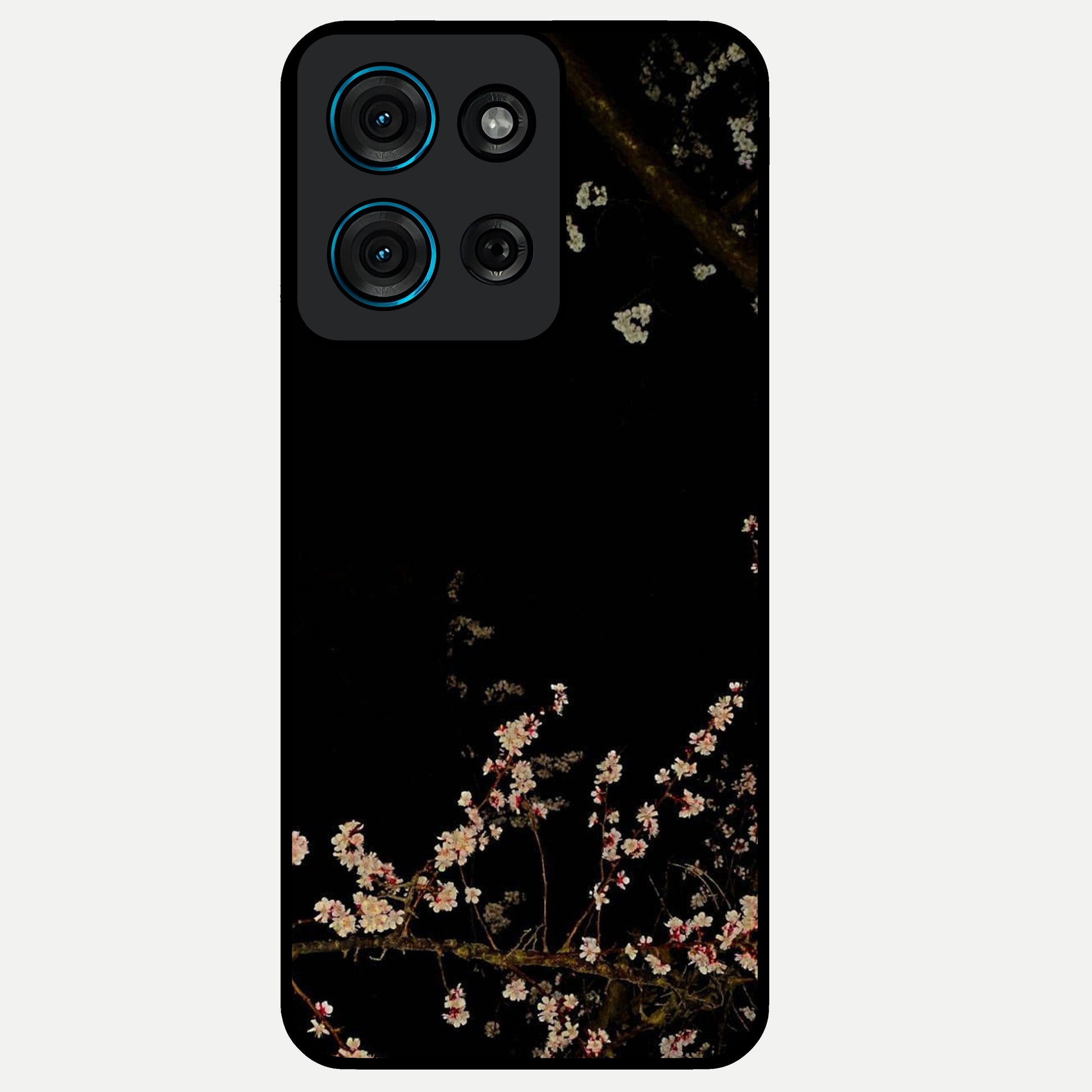 Petal Moon Light With Custom Name Glass Case showing flat back view with floral moonlight artwork and personalized name design.