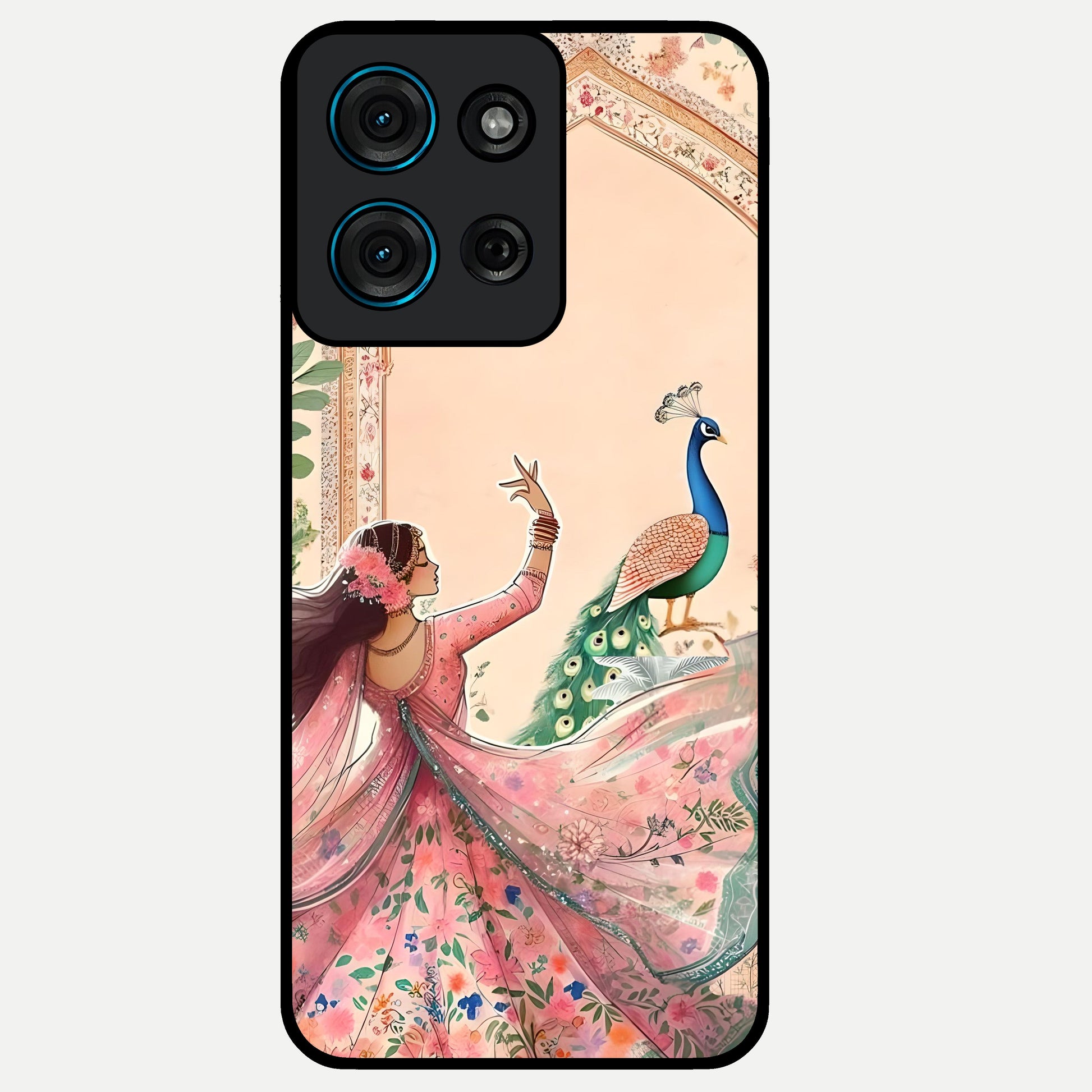 Royal Grace Muse Glass Case showing flat back view with elegant artistic artwork and glossy glass finish.