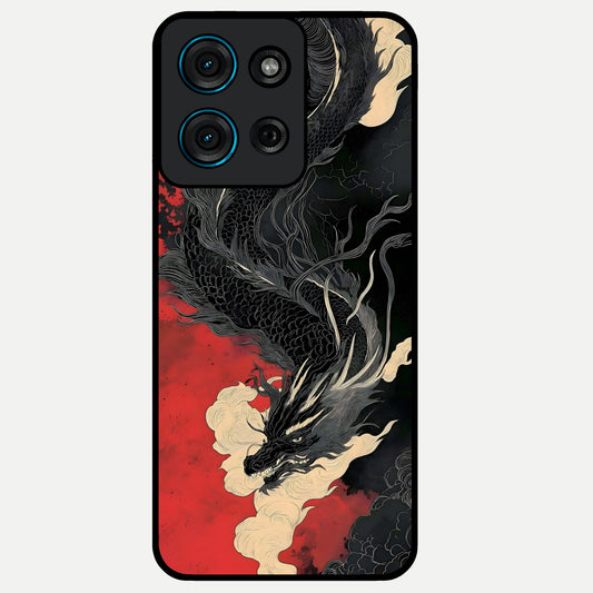 Shadow Dragon Fury Glass Case showing flat back view with fierce dragon artwork and glossy glass finish.
