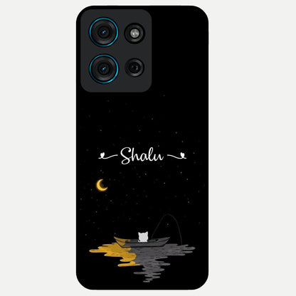 Silent Night Row Glass Case showing flat back view with calm night themed artwork and glossy glass finish.