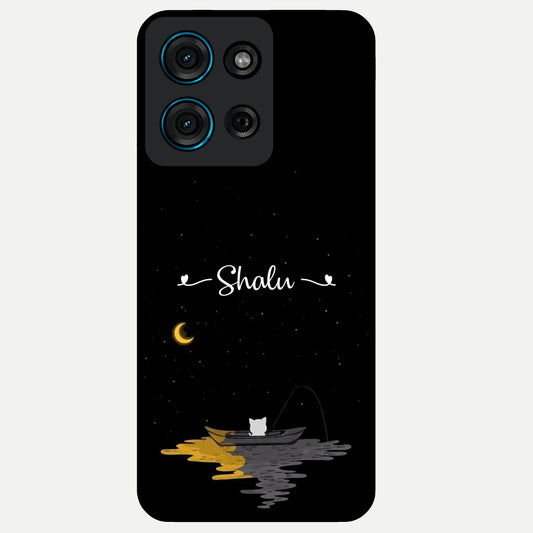 Silent Night Row Glass Case showing flat back view with calm night themed artwork and glossy glass finish.