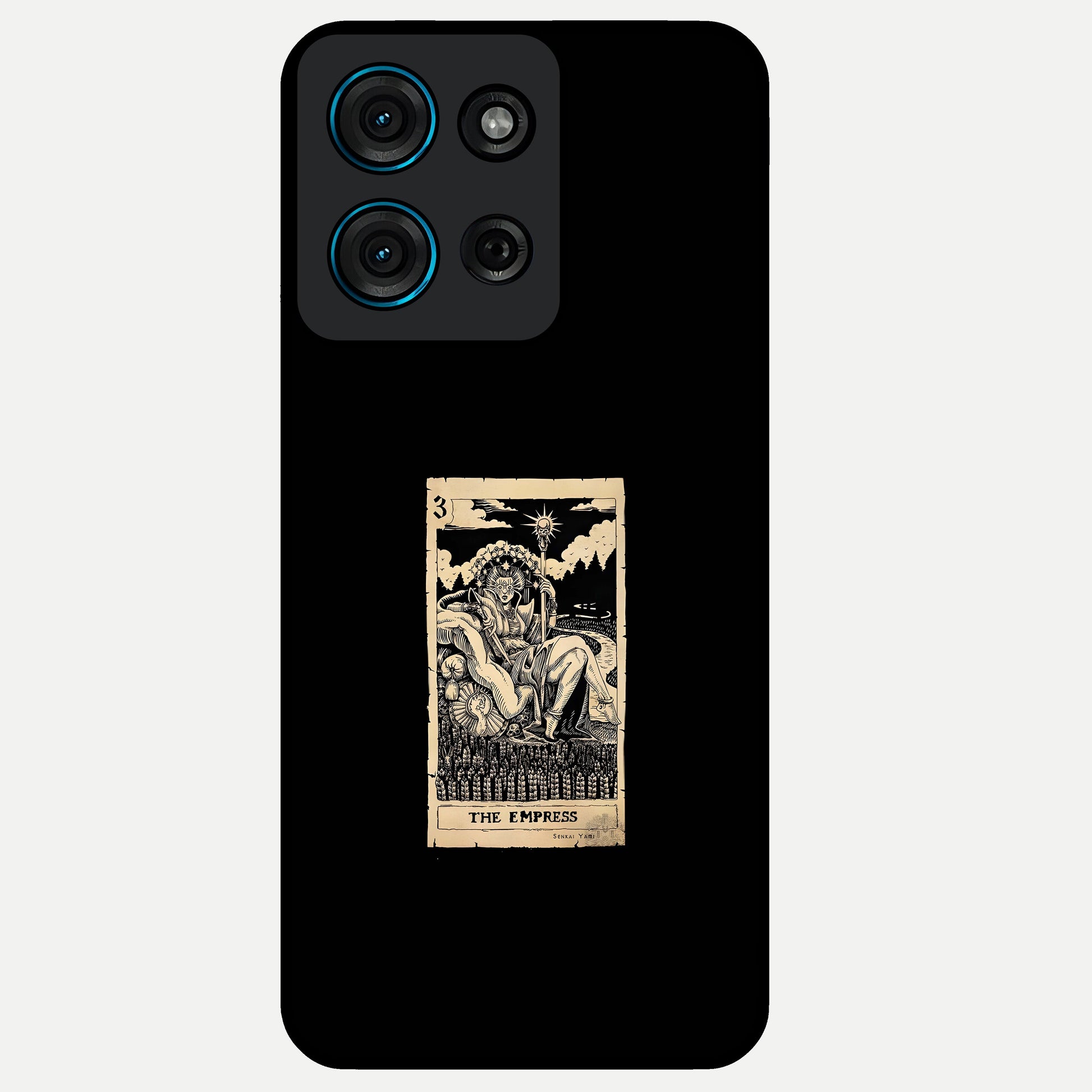 The Empress Glass Case showing flat back view with regal feminine artwork and glossy glass finish.