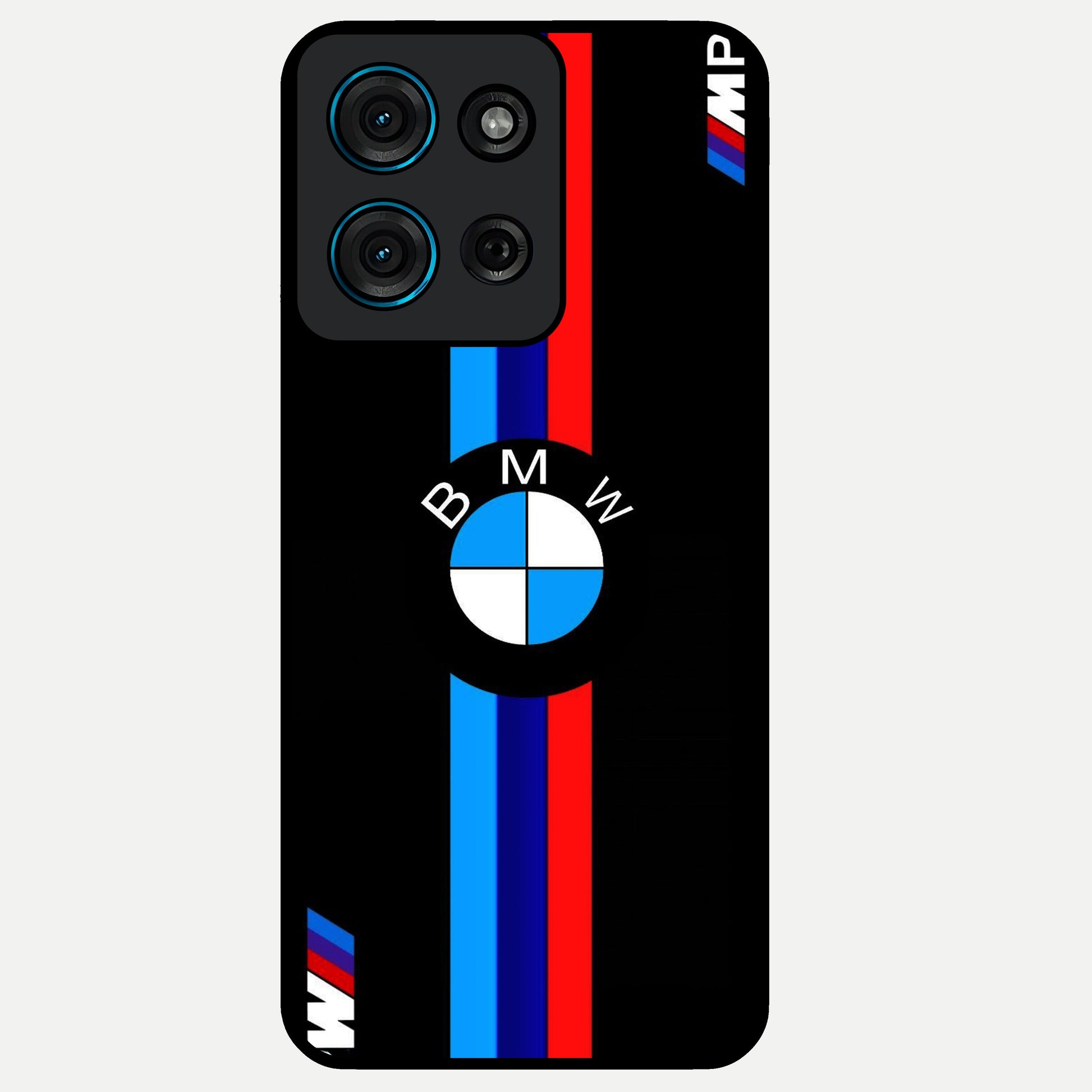 Turbo BMW Beast Glass Case showing flat back view with high performance sports car artwork and glossy glass finish.