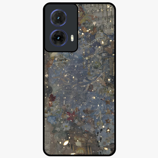 Aesthetic Astrolophia Glass Case showing flat back view with dreamy aesthetic design and glossy glass finish.