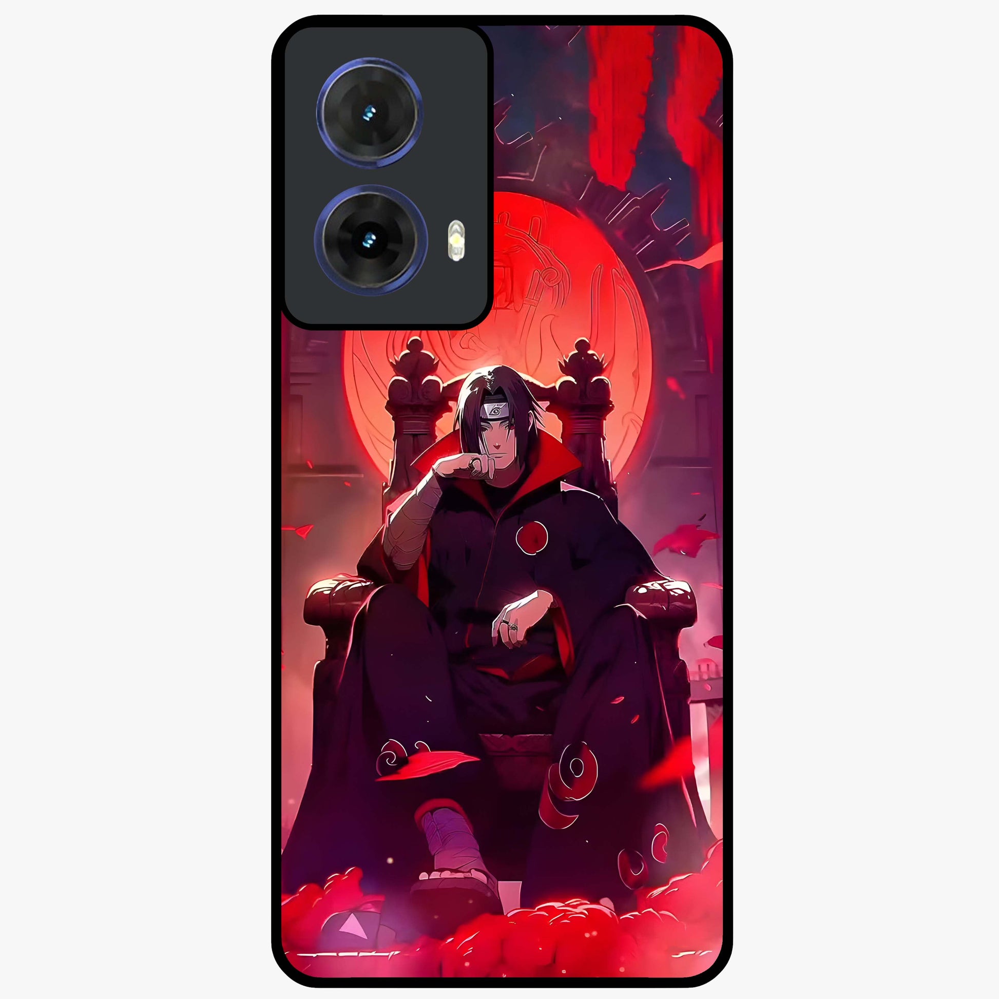 Blood Moon Sovereign Glass Case showing flat back view with mystical blood moon artwork and glossy glass finish.