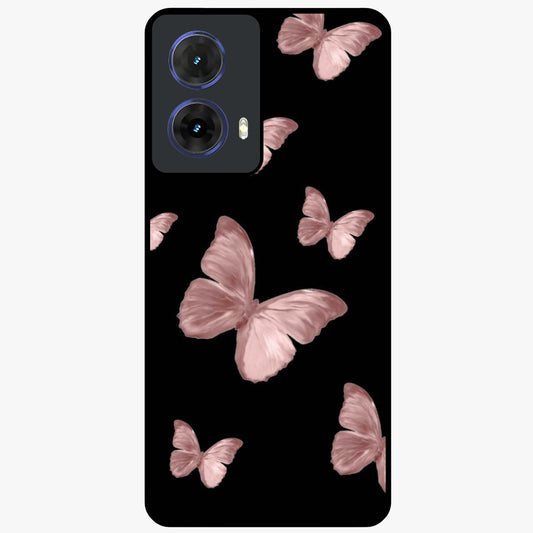 Butterfly Pattern Glass Case showing flat back view with elegant butterfly pattern artwork and glossy glass finish.