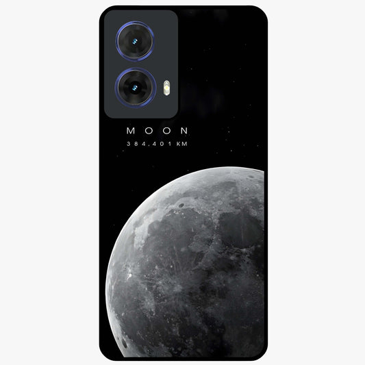 Cosmic Moon Glow Glass Case showing flat back view with glowing moon artwork and glossy glass finish.