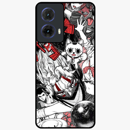 Crimson Chaos Panel Glass Case showing flat back view with bold crimson abstract artwork and glossy glass finish.
