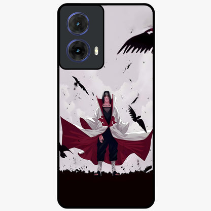 Crimson Crow Ascension Glass Case showing flat back view with mystical crow artwork and glossy glass finish.