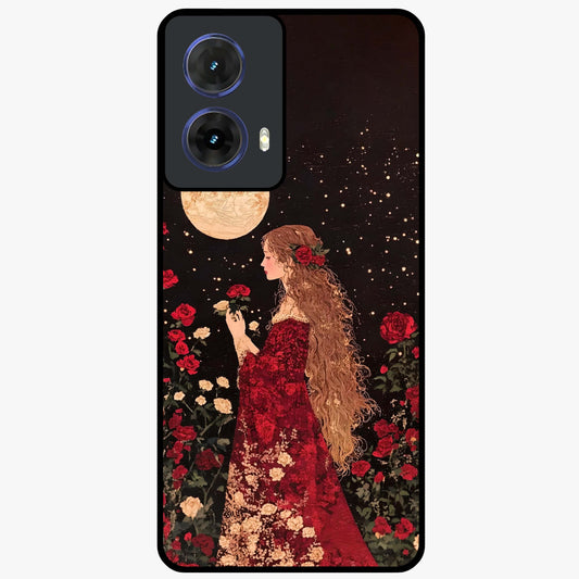 Crimson Dreams Glass Case showing flat back view with dreamy crimson artwork and glossy glass finish.