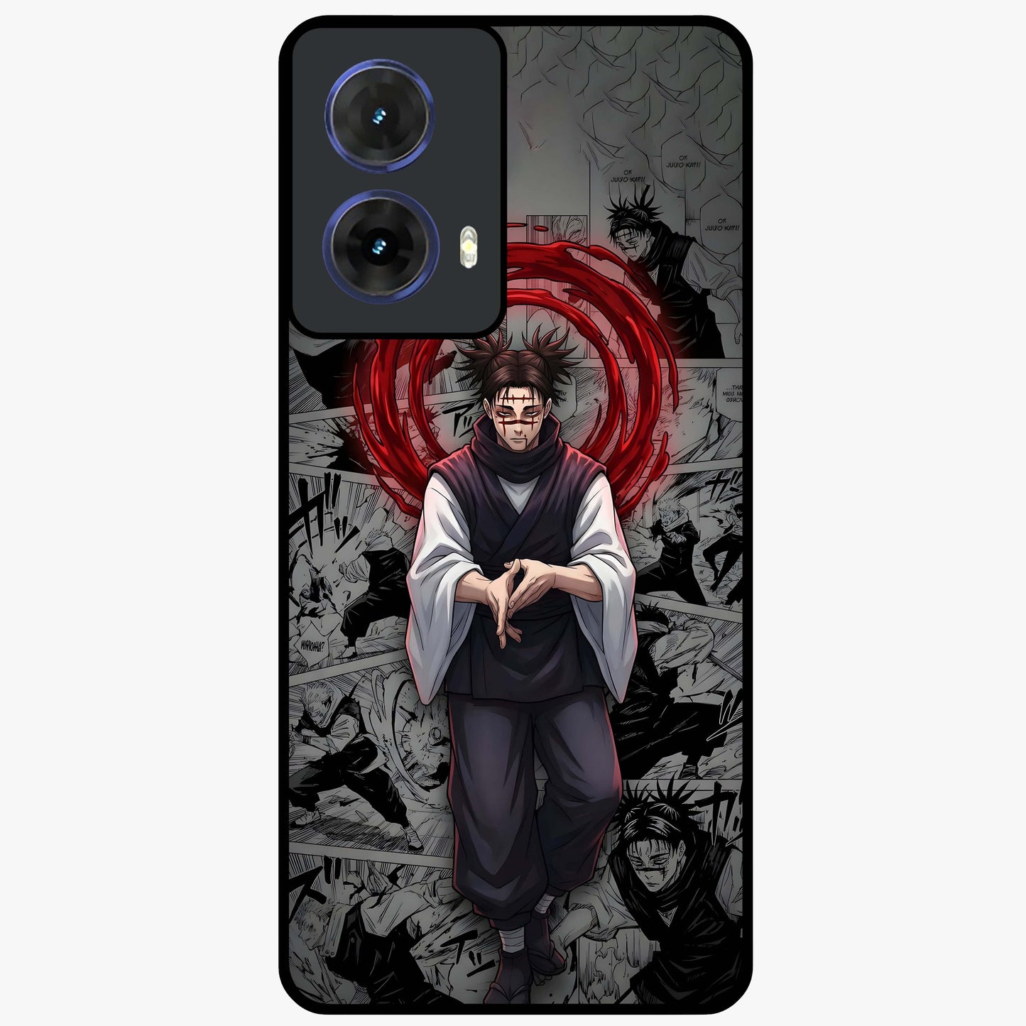 Cursed Ritual Ascension Glass Case showing flat back view with dark ritual themed artwork and glossy glass finish.