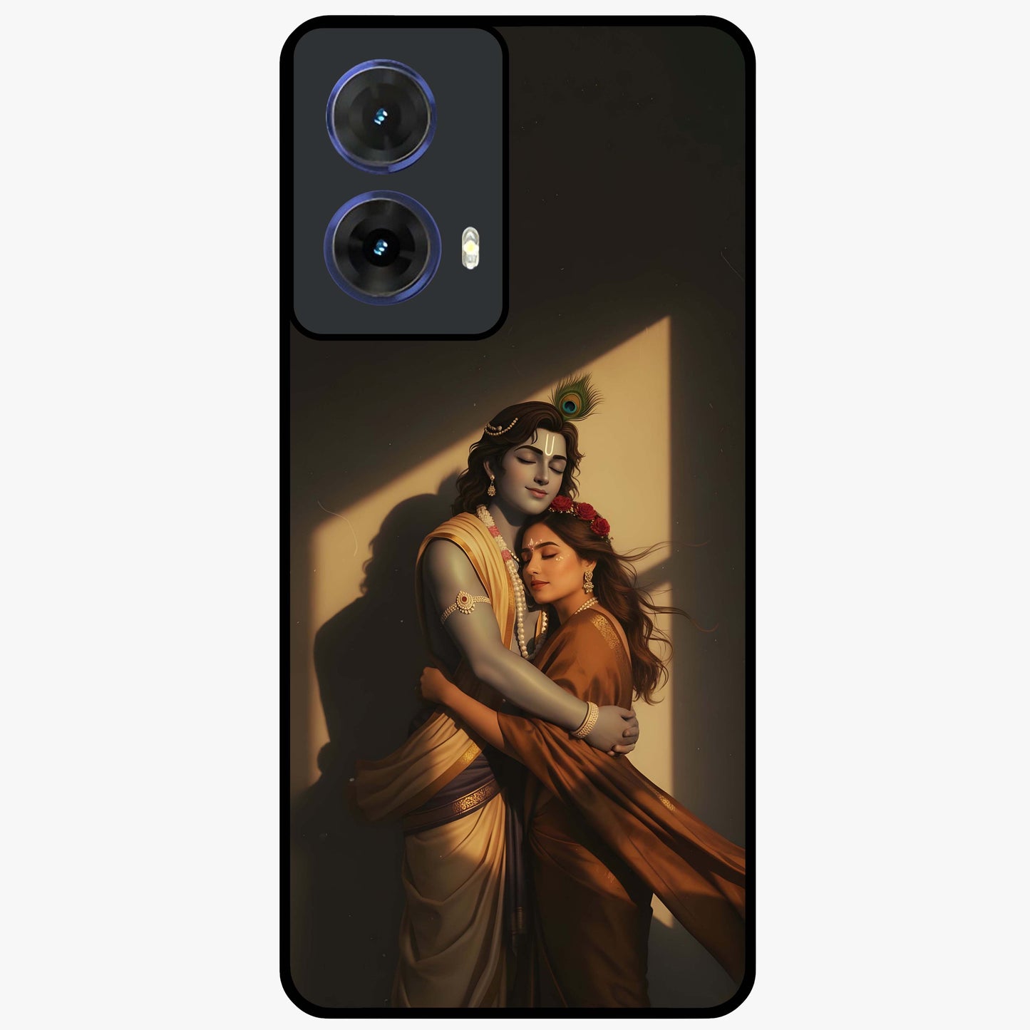Divine Eternal Love Glass Case showing flat back view with spiritual love themed artwork and glossy glass finish.