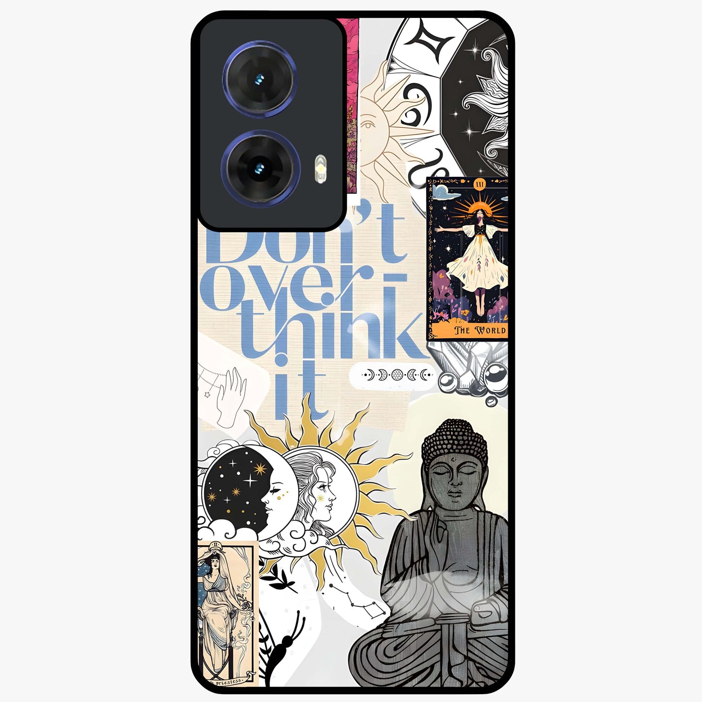 Ethereal Thoughts Glass Case showing flat back view with dreamy artistic artwork and glossy glass finish.