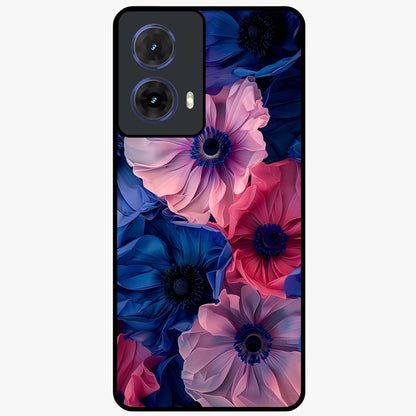 Flower Paper Art Pattern Glass Case showing flat back view with paper cut style floral artwork and glossy glass finish.