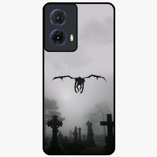 Graveyard Shadow Descent Glass Case showing flat back view with dark graveyard themed artwork and glossy glass finish.
