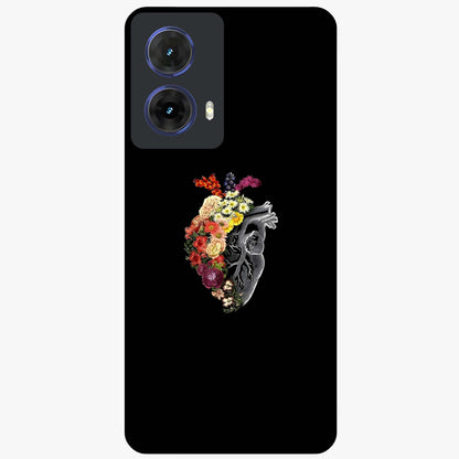 Heart With Flowers Glass Case showing flat back view with heart shaped floral artwork and glossy glass finish.
