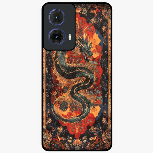 Inferno Dragon Soul Glass Case showing flat back view with fiery dragon artwork and glossy glass finish.