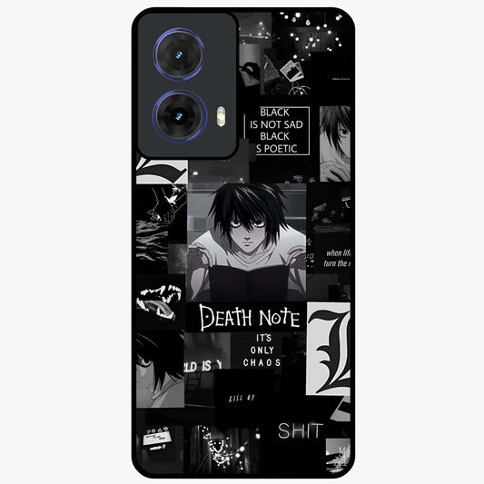 Midnight Chaos Mind Glass Case showing flat back view with abstract dark themed artwork and glossy glass finish.