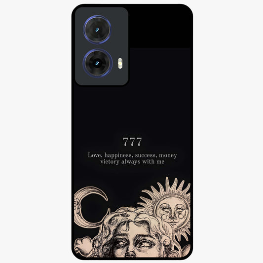 Mystic Victory Aura Glass Case showing flat back view with victory symbol artwork and glossy glass finish.