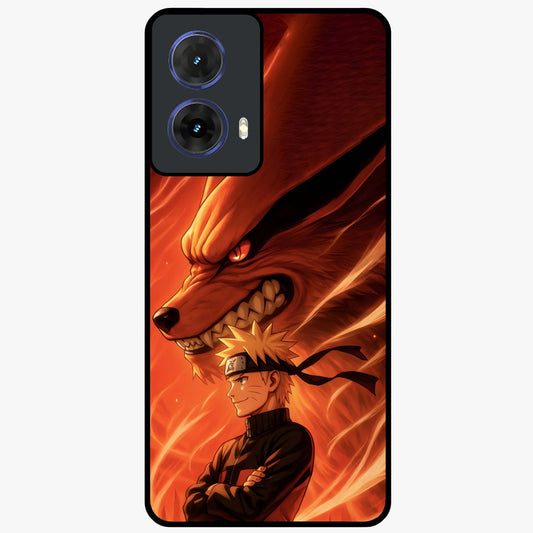 Nine Tails Legacy Glass Case showing flat back view with powerful nine-tailed fox inspired artwork and glossy glass finish.