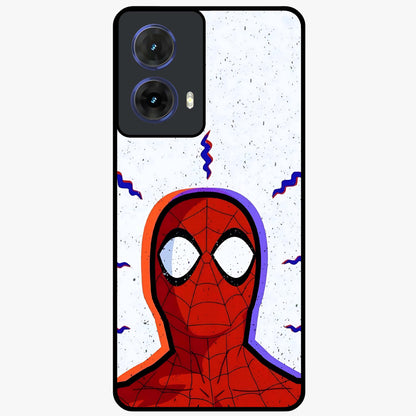 Omg Spiderman Glass Case showing flat back view with bold superhero inspired artwork and glossy glass finish.