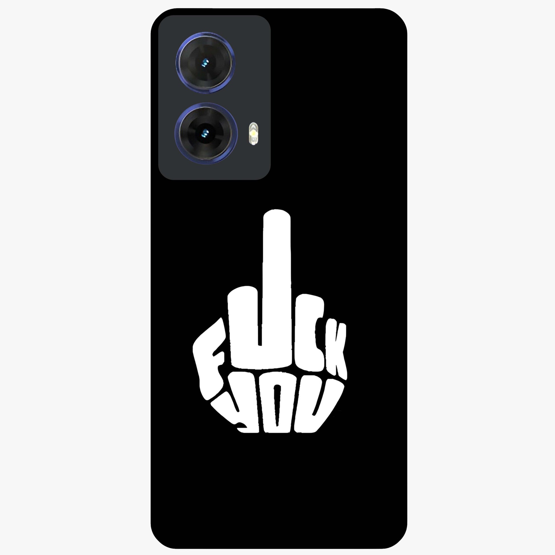 Rebel Mode On Glass Case showing flat back view with bold rebellious typography artwork and glossy glass finish.
