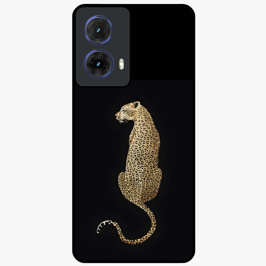 Regal Leopard Glass Case showing flat back view with bold leopard artwork and glossy glass finish.