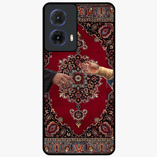 Royal Touch Reach Glass Case showing flat back view with elegant royal themed artwork and glossy glass finish.