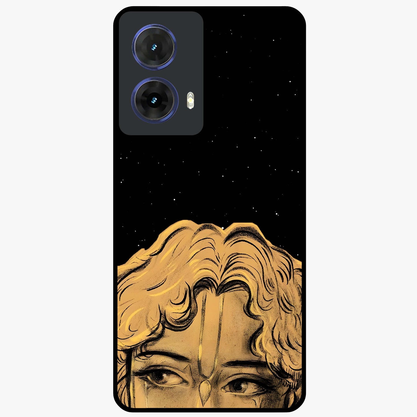 Shri Krishna Art Glass Case showing flat back view with devotional Krishna artwork and glossy glass finish.