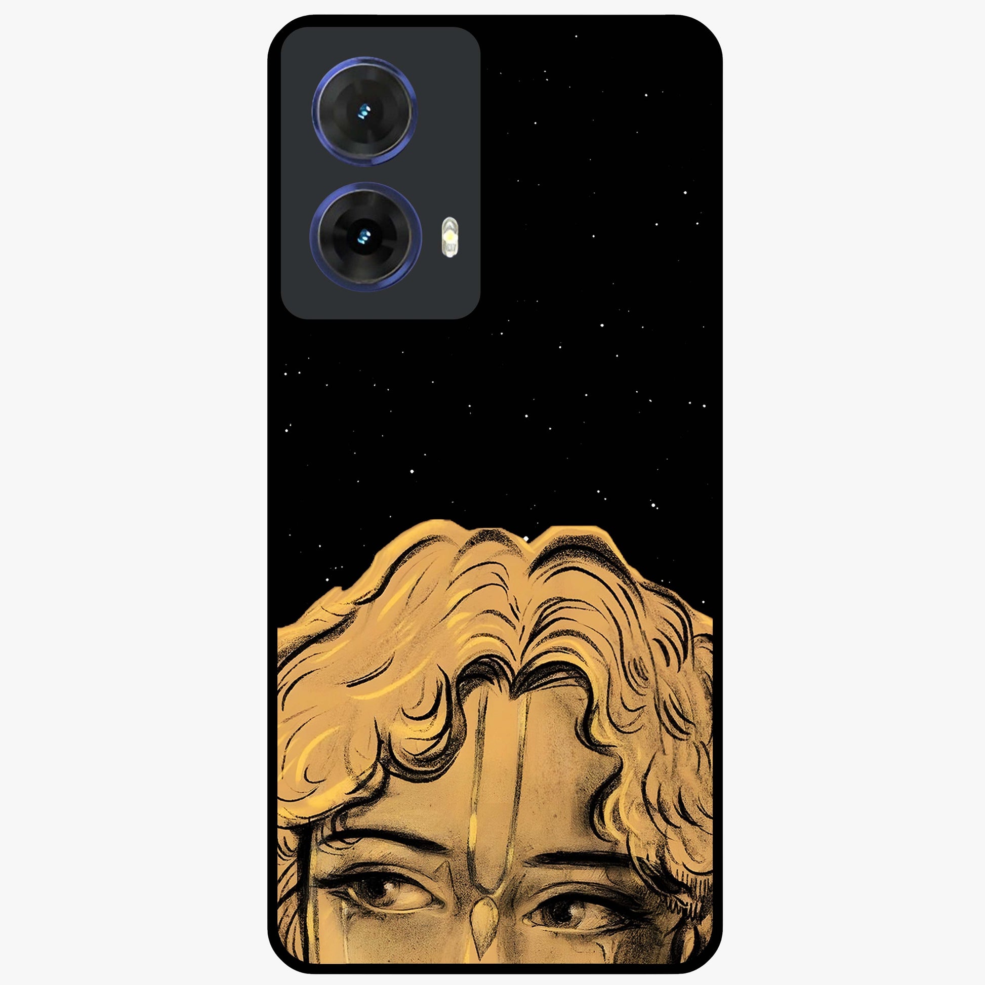 Shri Krishna Art Glass Case showing flat back view with devotional Krishna artwork and glossy glass finish.