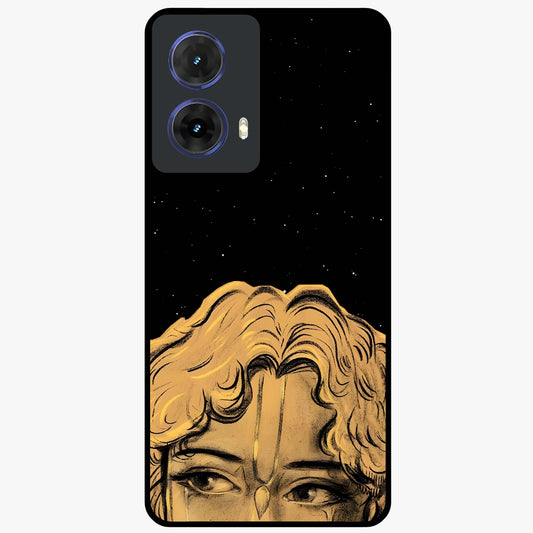 Shri Krishna Art Glass Case showing flat back view with devotional Krishna artwork and glossy glass finish.