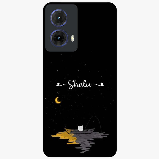 Silent Night Row Glass Case showing flat back view with calm night themed artwork and glossy glass finish.