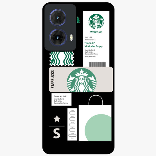 Starbucks Mocha Glass Case showing flat back view with coffee inspired artwork and glossy glass finish.