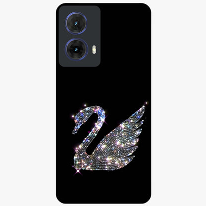 Starlit Swan Grace Glass Case showing flat back view with graceful swan artwork under starry sky and glossy glass finish.