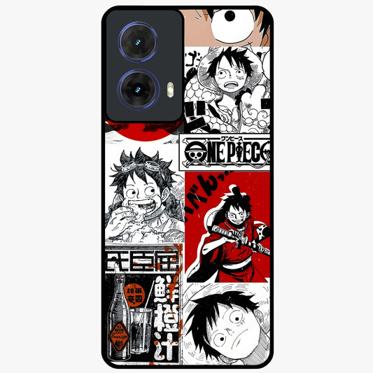 Strawhat Chaos Panels Glass Case showing flat back view with anime inspired chaos panel artwork and glossy glass finish.