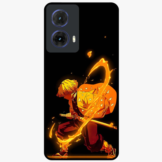 Thunder Flame Execution Glass Case showing flat back view with powerful flame and lightning artwork and glossy glass finish.